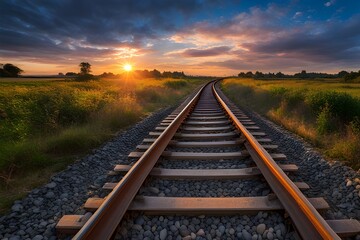 Obraz premium railway track in the sunset