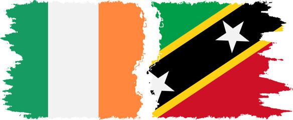 Saint Kitts and Nevis and Ireland grunge flags connection vector