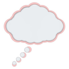 Pink 3D Speech Bubble Icon Isolated on White