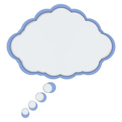 Blue 3D Speech Bubble Icon Isolated on White