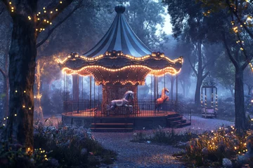 Foto auf Acrylglas Enchanted forest carousel at twilight © Татьяна Евдокимова