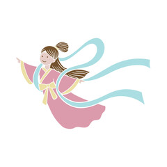 Cute illustration of the Mid-Autumn Festival fairy Chang'e.