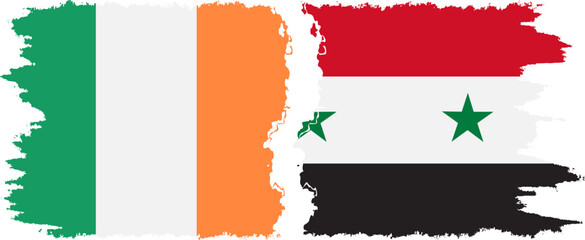 Syria and Ireland grunge flags connection vector - obrazy, fototapety, plakaty