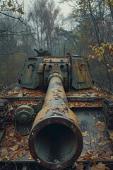 Rusted Tank Abandoned in Forest