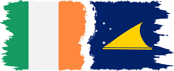 Tokelau and Ireland grunge flags connection vector