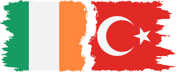 Turkey and Ireland grunge flags connection vector