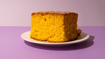 Pao de Lo - typical cake of Portugal on purple background