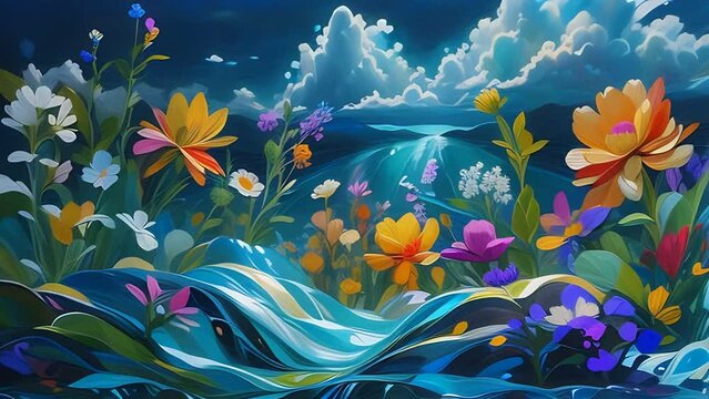 Vibrant Flowers Floating in Water
