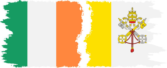 Vatican and Ireland grunge flags connection vector