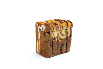 Two tone chocolate bread with Chocolate chip isolated on background, homemade chocolate bread