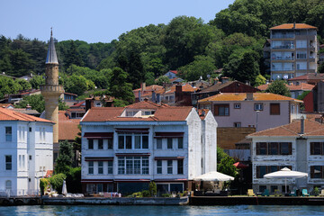 Cityscape View from the water to buildings in the city of Istanbul 