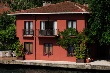 Cityscape View from the water to buildings in the city of Istanbul in public places