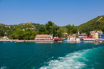 Cityscape View from the water to buildings in the city of Istanbul in public places