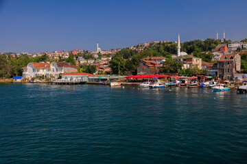 Cityscape View from the water to buildings in the city of Istanbul in public places