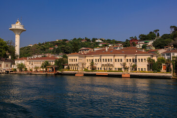 Cityscape View from the water to buildings in the city of Istanbul in public places