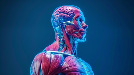 3D holographic anatomy image showcasing human muscle structure