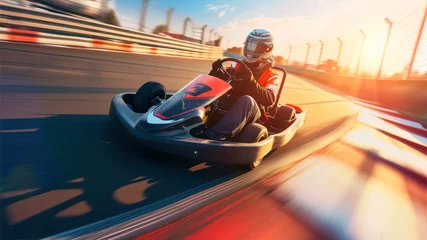 Deurstickers Go karting on the track with motion blur effect. Go karting concept. © Alex