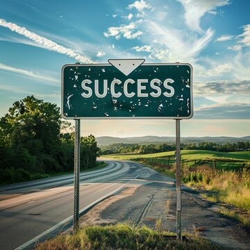 close up image of Highway sign that says "SUCCESS"