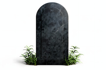 Traurige Erinnerung: Isolierte Illustration eines Grabsteins vor weißem Hintergrund