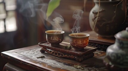 Pu-erh tea ceremony  - obrazy, fototapety, plakaty