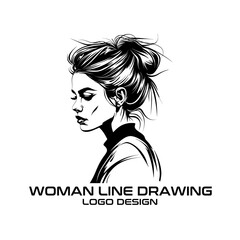 Woman Line Drawing Vector Logo Design