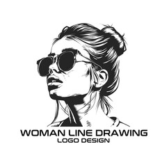 Woman Line Drawing Vector Logo Design