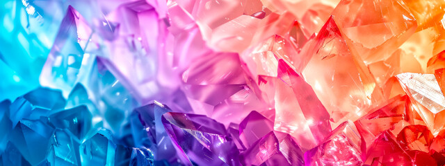 Abstract image of colorful crystal formations with gradient hues - obrazy, fototapety, plakaty