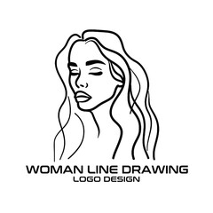 Woman Line Drawing Vector Logo Design