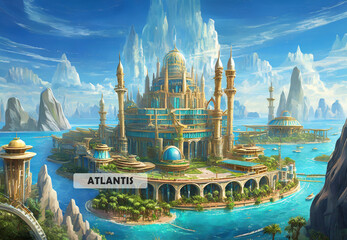 beautiful mythical places – Atlantis before doom - obrazy, fototapety, plakaty