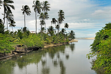 Marape Dunes Beach and Jequie River. North coast, Maceio, Alagoas, Feb 2020