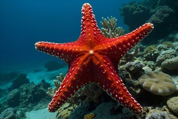 Echinaster sepositus, red sea star, underwater image, Mediterranean sea