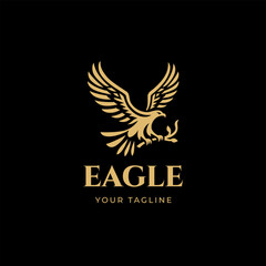 Luxury Eagle Logo Vector. Eagle Wing Flight Logo. Flying Bird Logo. Vector Illustration.