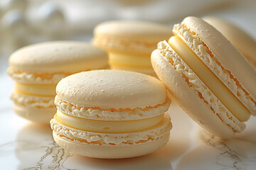 Vanilla macarons with french vanilla buttercream - obrazy, fototapety, plakaty