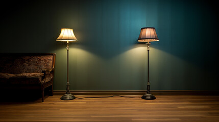 Two floor lamps on - obrazy, fototapety, plakaty