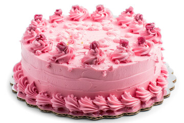 pink birthday cake on transparency background PNG