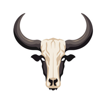 Flat design bull or cow skull icon vector illustration