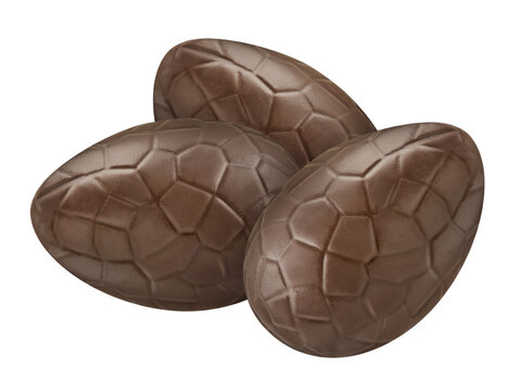 3 Ostereier aus Schokolade und Hintergrund transparent PNG cut out   Chocolate Easter Eggs