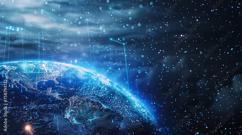 Poster digital global network connection concept a conceptual representation of a global network with digit
