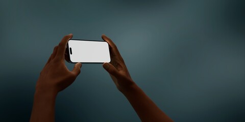Black African-American holds a modern smartphone in a horizontal position  - 758798133