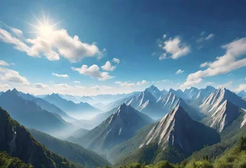 Fotobehang mountains and clouds © Khani