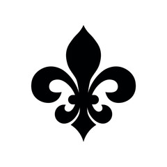 Black French lily flower (fleur-de-lis) symbol. Royal emblem vector illustration