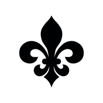 Black French lily flower (fleur-de-lis) symbol. Royal emblem vector illustration