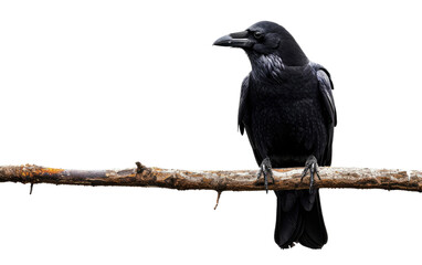 Fototapeta premium Crow Resting on a Branch isolated on transparent Background