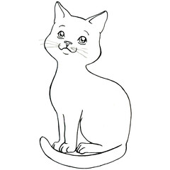 illustrated line drawing of a cute cat
