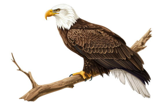 Perched Eagle: A Branch's Guardian isolated on transparent Background