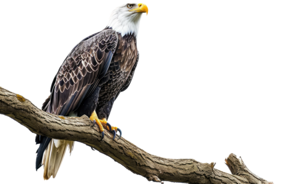 Perched Eagle: A Branch's Guardian isolated on transparent Background