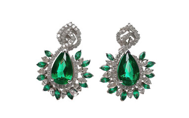 Emerald Earring isolated on transparent Background