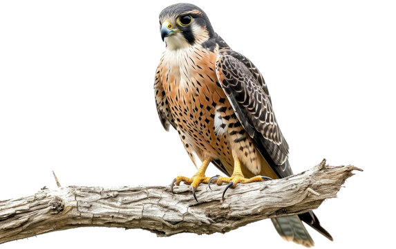 Falconet Resting on Branch isolated on transparent Background