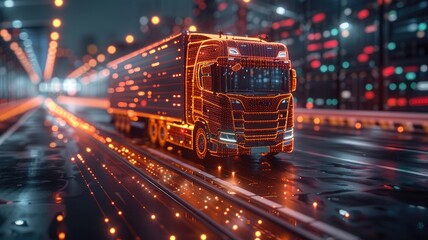 AI enabled route optimization tools for logistics companies and freight carriers, streamline delivery routes, minimize fuel consumption, and enhance overall efficiency. - obrazy, fototapety, plakaty