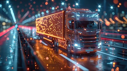 AI enabled route optimization tools for logistics companies and freight carriers, streamline delivery routes, minimize fuel consumption, and enhance overall efficiency. - obrazy, fototapety, plakaty